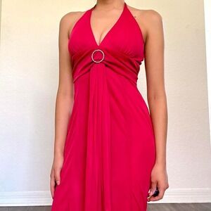 Vintage B. Darlin Hot Pink Halter Maxi Dress